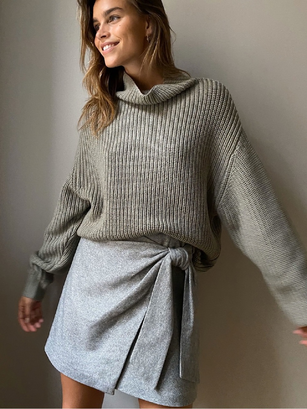 Wilfred wrap front skirt | heather grey